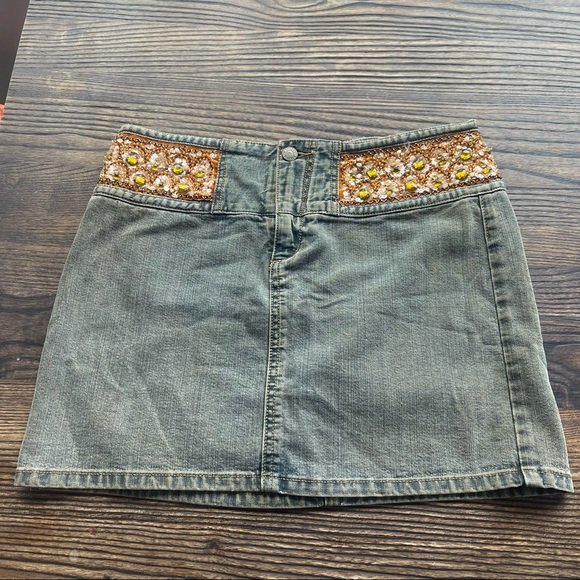 Vintage Dresses & Skirts - Vintage Y2k sequin denim mini skirt